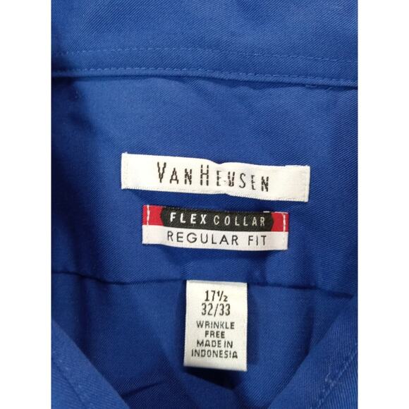 Van Heusen Shirt 17.5 Men's Flex Collar Button Up Long Sleeve Cotton Polyester - Picture 4 of 6